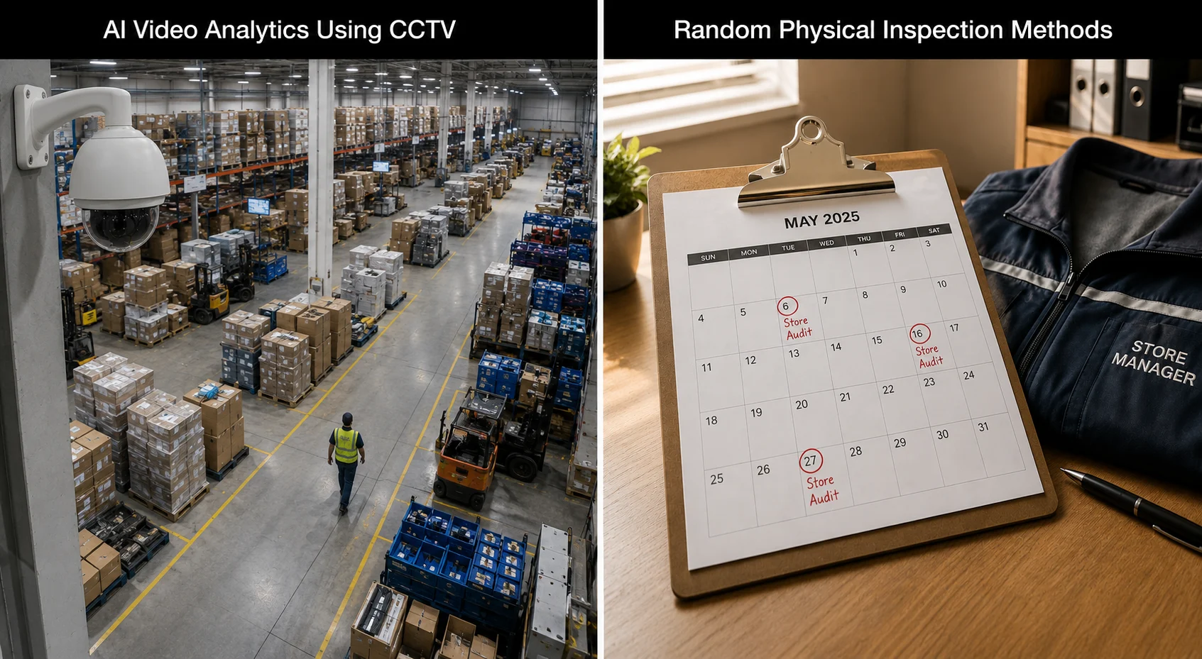 Compare AI Video Analytics Using CCTV vs Random Physical Inspection Methods